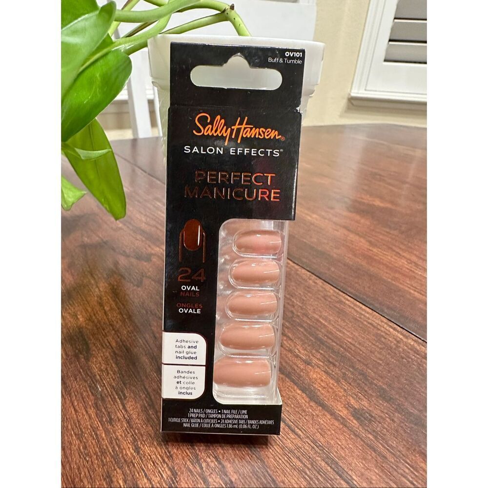 Sally Hansen Salon Manicure 24 Oval Press on Nails W/ Glue Buff and Tumble